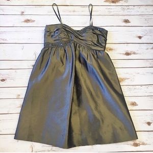 London Times beaded charcoal spaghetti dress Size 12